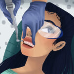 woman getting restorative dental treatment