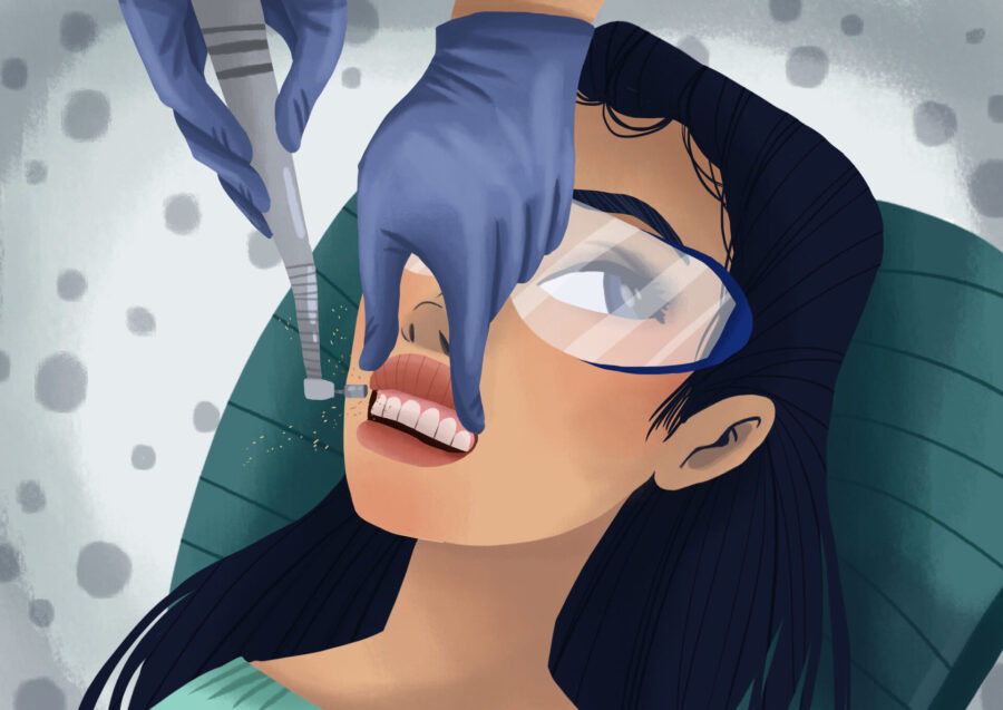 woman getting restorative dental treatment